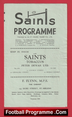  St Helens Rugby v Dewsbury 1956 - Rugby Programme Football Programme .COM Football Programmes Memorabilia