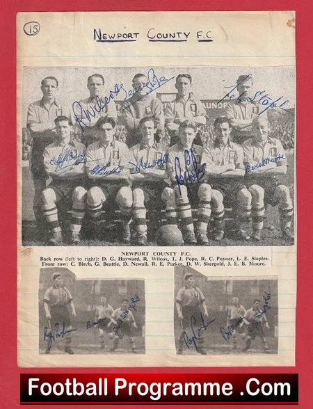Newport County Football Club Multi Autographed Signed 1951 1952 - Image 2