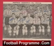 Sheffield Wednesday Football Club Multi Autographed Signed 1953 1954