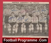 Sheffield Wednesday Football Club Multi Autographed Signed 1953 1954