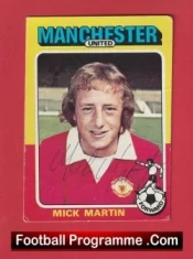 Manchester United Mick Martin Autograph Signed Football Card Man Utd