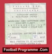 Rotherham United v Manchester United 1988 – Match Ticket