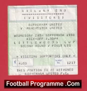 Rotherham United v Manchester United 1988 – Match Ticket