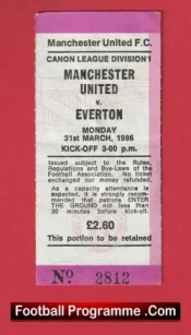 Manchester United v Everton 1986 – Football Ticket
