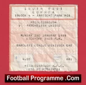 Middlesbrough v Manchester United 1989 – Football Ticket