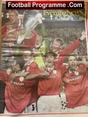 Manchester Evening News Paper Treble Season Victory 1999