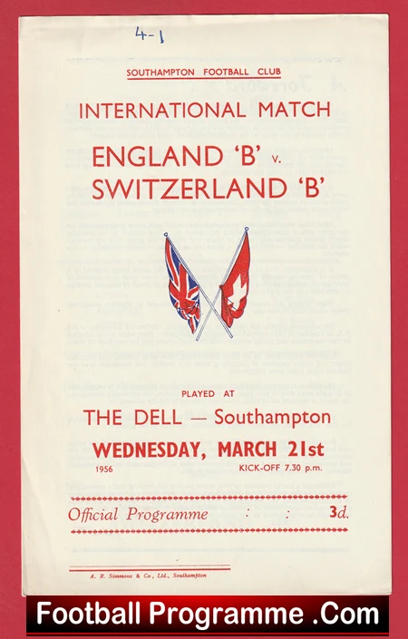 England v Switzerland 1956 - At The Dell + Duncan Edwards - Image 2
