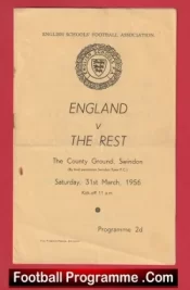 England v The Rest 1956 – Schoolboys Match at Swindon FC