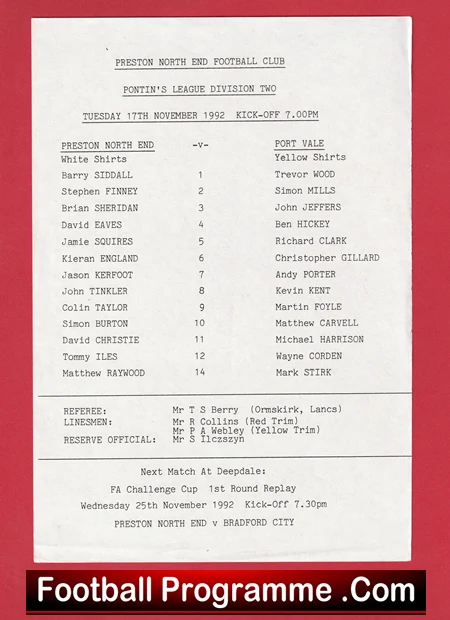 Preston North End v Port Vale 1992 - Reserves Match - Image 2