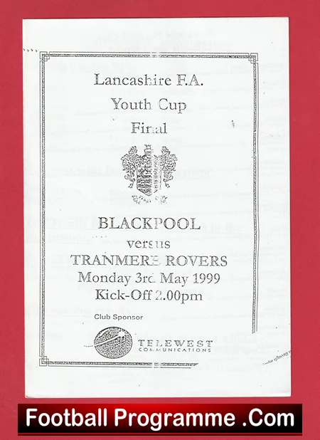 Blackpool v Tranmere Rovers 1999 - Youth Cup Final - Image 2