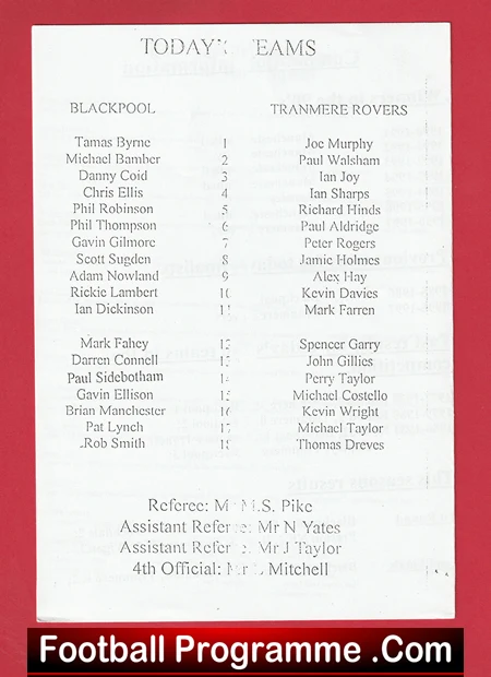 Blackpool v Tranmere Rovers 1999 - Youth Cup Final - Image 3