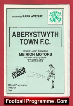 Aberystwyth Town v Millwall 1991 - football programme