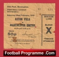 Aston Villa v Manchester United 1975 – Second Division Season