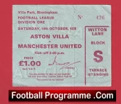 Aston Villa v Manchester United 1978 – Football Ticket