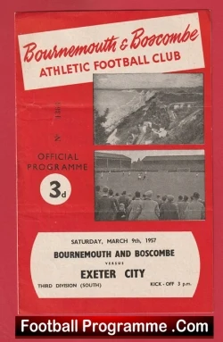 Bournemouth v Exeter City 1957 - football programme