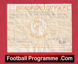 Bradford City v Manchester United 1982 - Match Ticket - football memorabilia