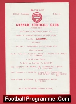 Cobham v Lion Sports 1980 - football programme