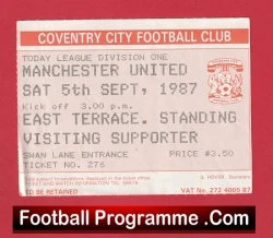 Coventry City v Manchester United 1987 - Match Ticket - football memorabilia