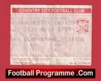 Coventry City v Manchester United 1989 – Football Ticket