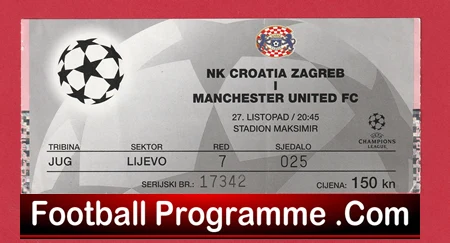 Croatia Zagreb v Manchester United 1999 - Football Ticket v Man Utd - Image 2