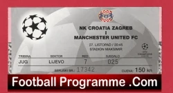 Croatia Zagreb v Manchester United 1999 - Football Ticket v Man Utd - football memorabilia