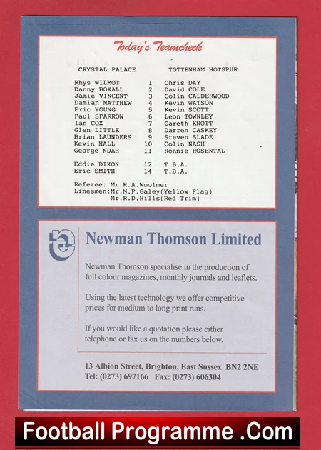 Crystal Palace v Tottenham 1994 - Reserves Match - Image 3