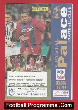 Crystal Palace v Tottenham 1994 - Reserves Match - football programme