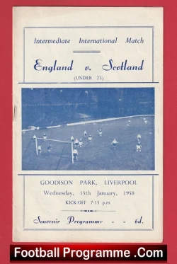 England v Scotland 1958 - Under 23s at Goodison Park Everton - football programme