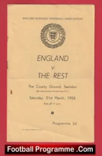 England v The Rest 1956 – Schoolboys Match at Swindon FC