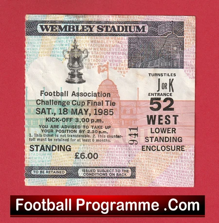 Everton v Manchester United 1985 - Cup Final Match Ticket - Image 2