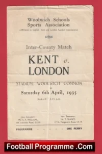Kent v London 1935 – Woolwich Schools Sports Association 1930s