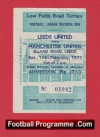 Leeds United v Manchester United 1972 – Football Ticket