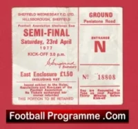 Leeds United v Manchester United 1977 – FA Cup Semi Final Match Ticket