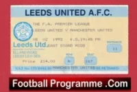 Leeds United v Manchester United 1993 – Ticket 1st Premier League Champions
