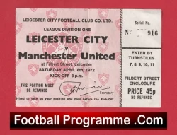 Leicester City v Manchester United 1972 - Football Ticket - football memorabilia