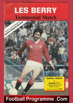 Les Berry Testimonial Benefit Match Charlton 1984 + George Best - football programme