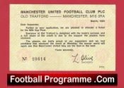 Manchester United Ticket Application League Cup Final 1983