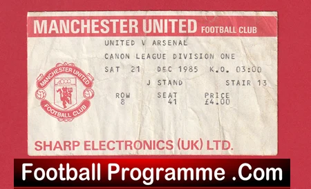 Manchester United v Arsenal 1985 - Match Ticket - Image 2