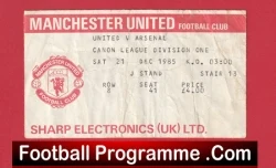 Manchester United v Arsenal 1985 - Match Ticket - football memorabilia