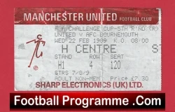Manchester United v Bournemouth 1989 - Football Ticket FA Cup - football memorabilia
