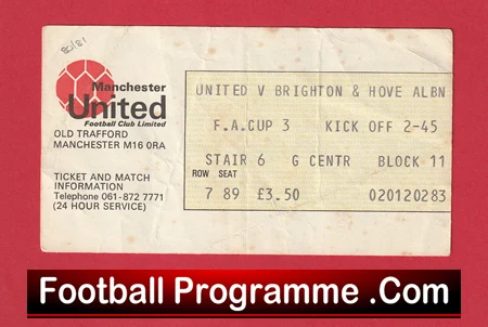 Manchester United v Brighton 1981 - Man Utd FA Cup Ticket - Image 2