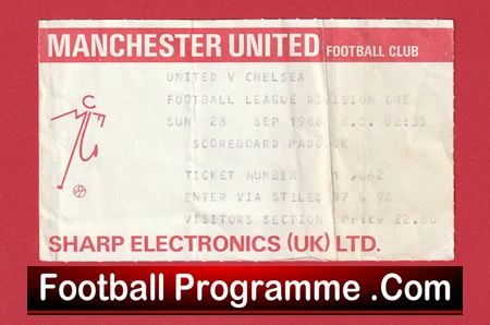 Manchester United v Chelsea 1986 - Football Ticket - Image 2