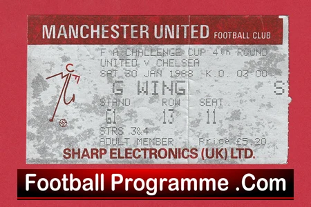 Manchester United v Chelsea 1988 - Man Utd Match Ticket - Image 2