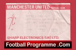 Manchester United v Hull City 1987 - Match Ticket - football memorabilia