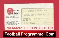 Manchester United v Luton Town 1983 - Football Ticket - football memorabilia