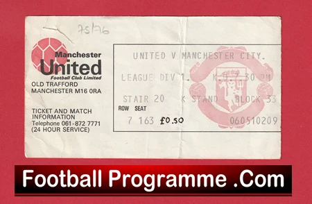 Manchester United v Manchester City 1976 - 1970's Football Ticket - Image 2