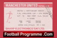 Manchester United v Nottingham Forest 1989 – Match Ticket