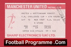 Manchester United v Nottingham Forest 1989 - Match Ticket - football memorabilia
