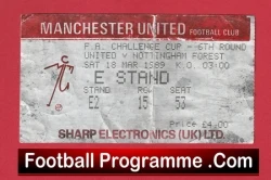 Manchester United v Nottingham Forest 1989 - FA Cup Match Ticket - football memorabilia
