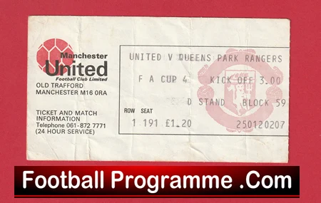 Manchester United v QPR 1978 - FA Cup Football Ticket - Image 2